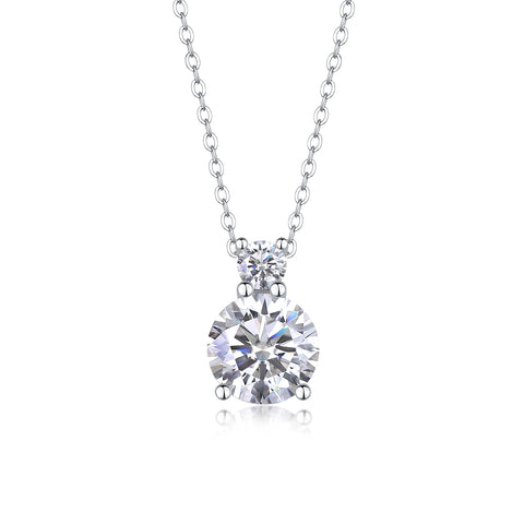 3-Carat Moissanite Pendant Necklace in S925 Sterling Silver with Platinum Plating
