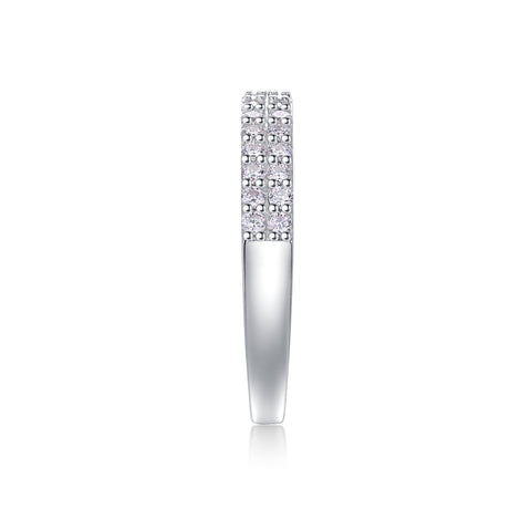 Double Row Moissanite Silver Ring S925 Luxury Fashion Jewelry