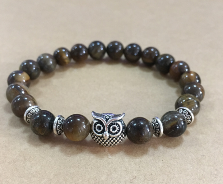 Natural Stone Owl Head Yoga Bracelet for Everyday Wear - 1