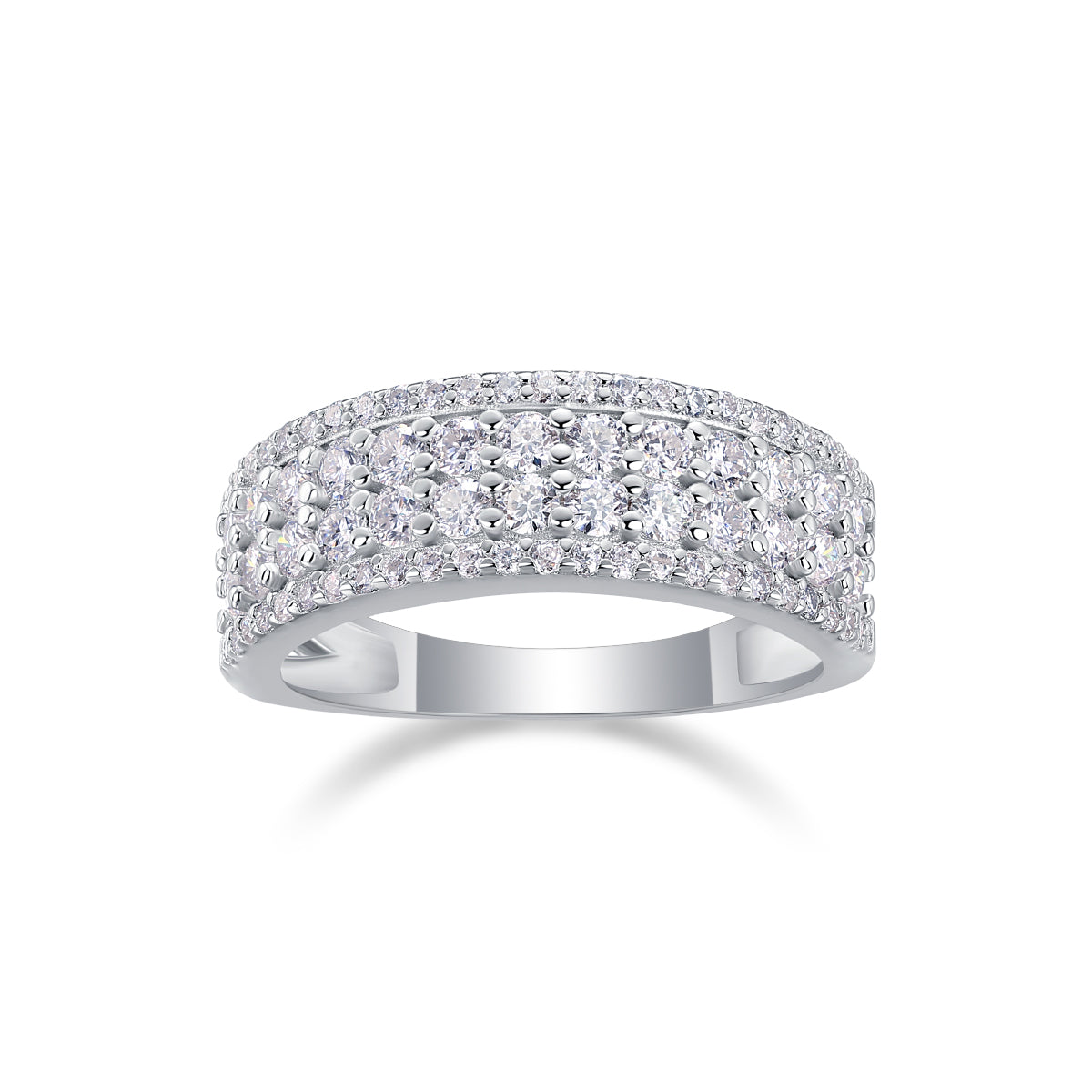 Multi-row Moissanite Silver Ring Luxury Fashion Fine Jewelry