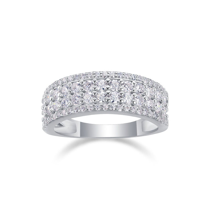 Multi-row Moissanite Silver Ring in S925 Sterling Silver Modern & Elegant Design - 3