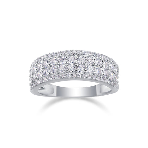 Multi-row Moissanite Silver Ring Luxury Fashion Fine Jewelry