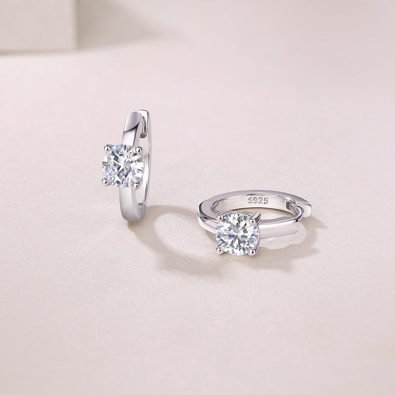 S925 Silver Moissanite Stud Earrings 0.5 Carat Modern Elegant Design - 2