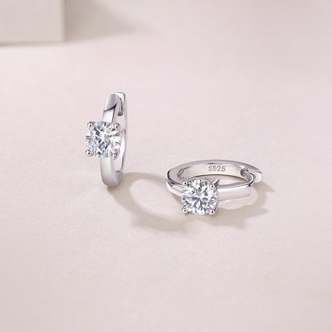 S925 Silver Moissanite Stud Earrings 0.5 Carat Elegant Luxury Design