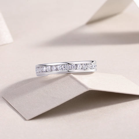 S925 Silver Moissanite Ring Luxury Fashion Band