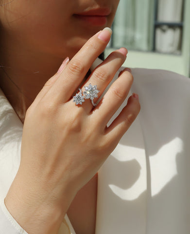 1Petal Morning Dew 1-Carat Moissanite S925 Sterling Silver Floral Ring