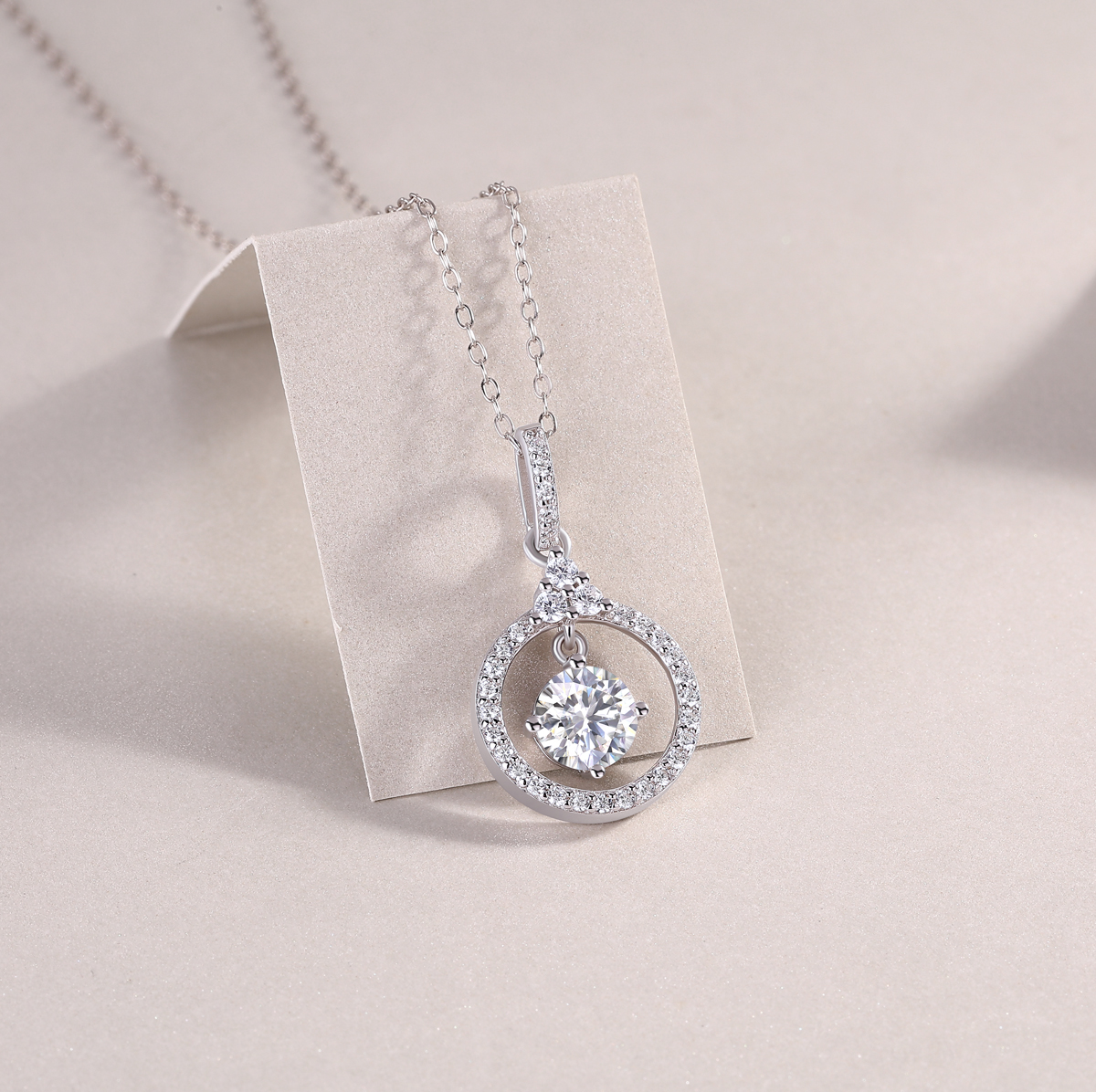 1Love 1-Carat Moissanite Pendant Necklace in S925 Sterling Silver with Platinum Plating
