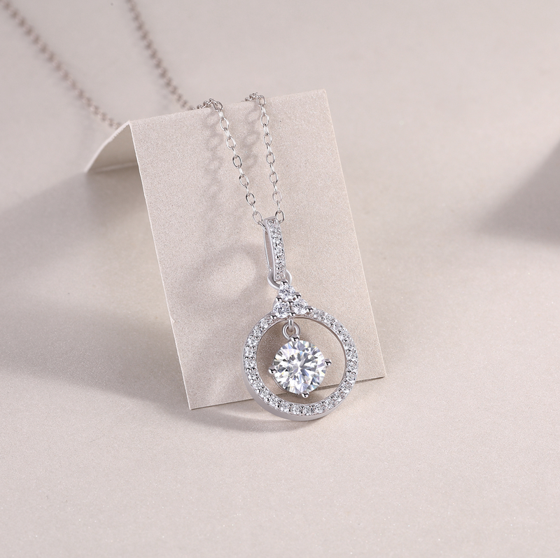 1Love 1-Carat Moissanite Pendant Necklace in S925 Sterling Silver with Platinum Plating - Modern & Elegant - 6