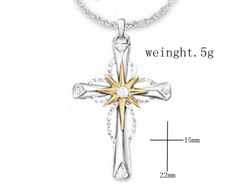 Octagonal Star Cross Pendant in Silver Alloy - 1