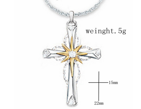 Octagonal Star Cross Pendant in Silver Alloy