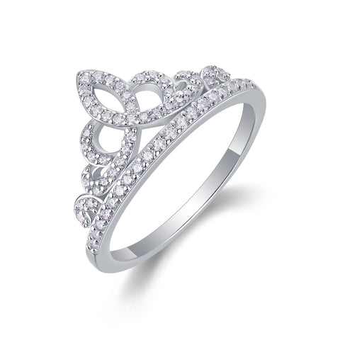 S925 Silver Moissanite Crown Ring Luxury Stylish Design