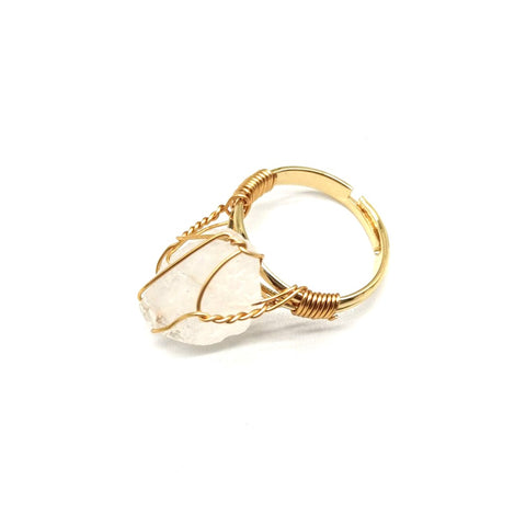 Hand Wrapped Rough Stone Agate Adjustable Ring