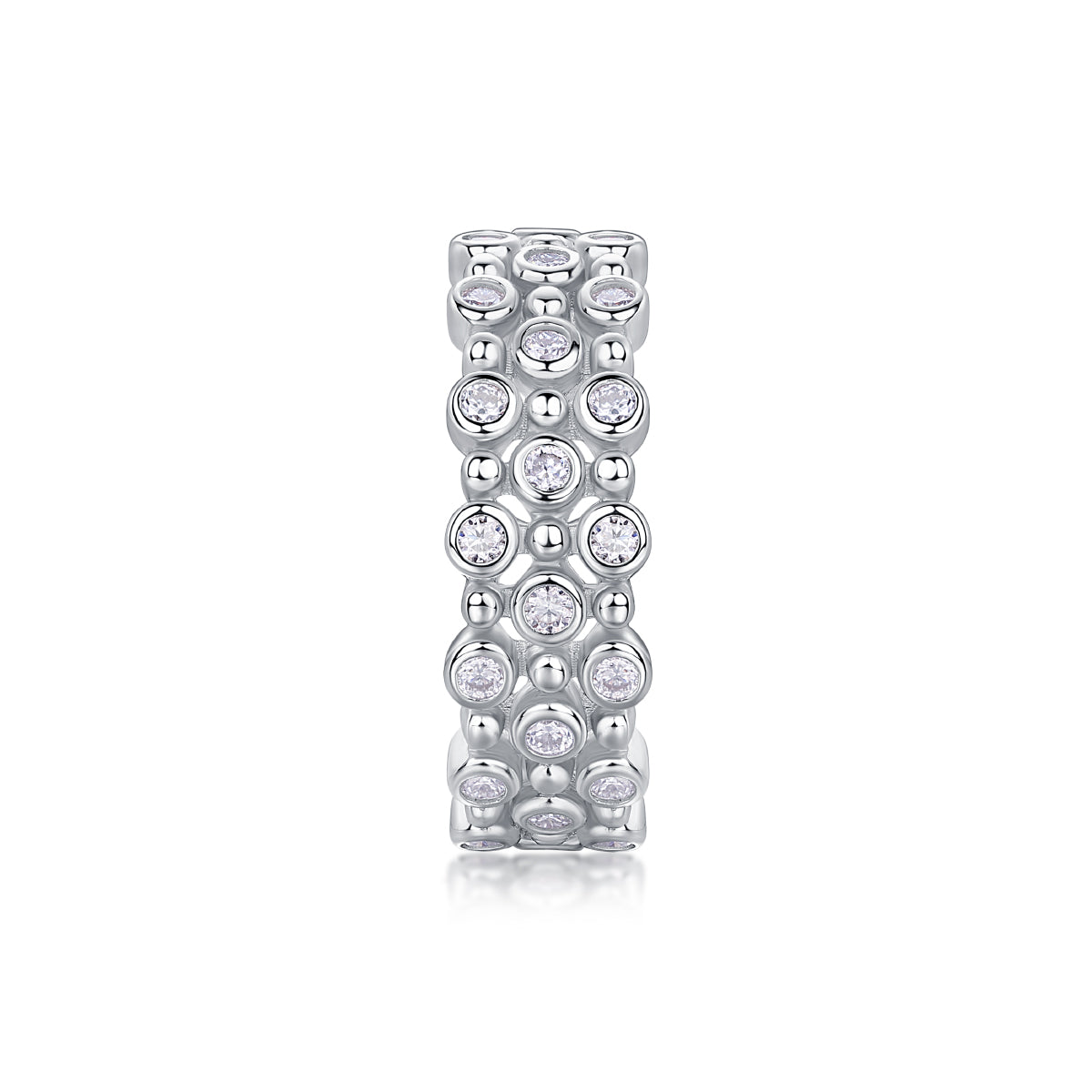Multi-row Moissanite S925 Silver Ring Luxury Fine Jewelry