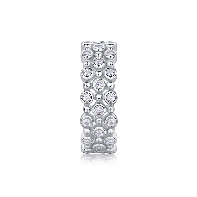 Multi-row Moissanite S925 Silver Ring Luxury Fine Jewelry - 1