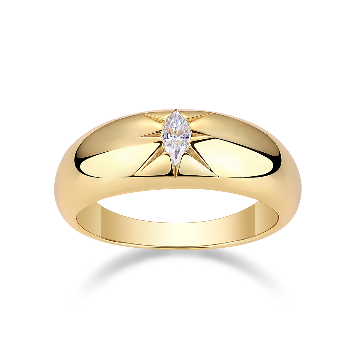 1Eight-prong Radiance S925 Sterling Silver Ring with Moissanite Accent