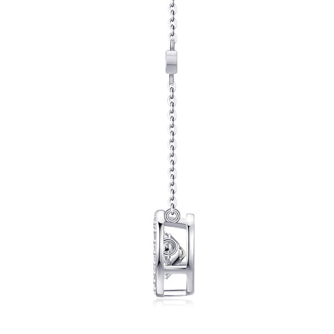 1Carat Moissanite Pendant Necklace in S925 Sterling Silver with Platinum-Plated Accent