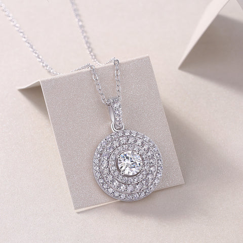 1White Dune Moissanite Pendant Necklace in S925 Sterling Silver with Platinum Plating