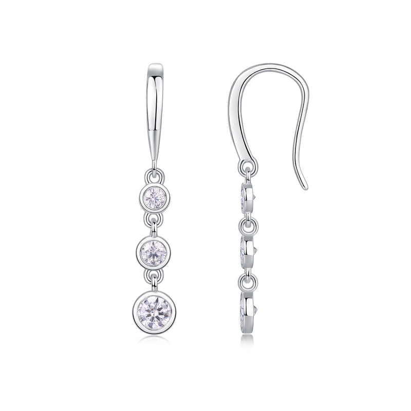 Classic Multi-Diamond Moissanite S925 Silver Drop Earrings - 3