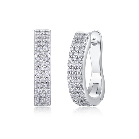 S925 Silver Moissanite Diamond Set Stud Earrings Luxury Fashion