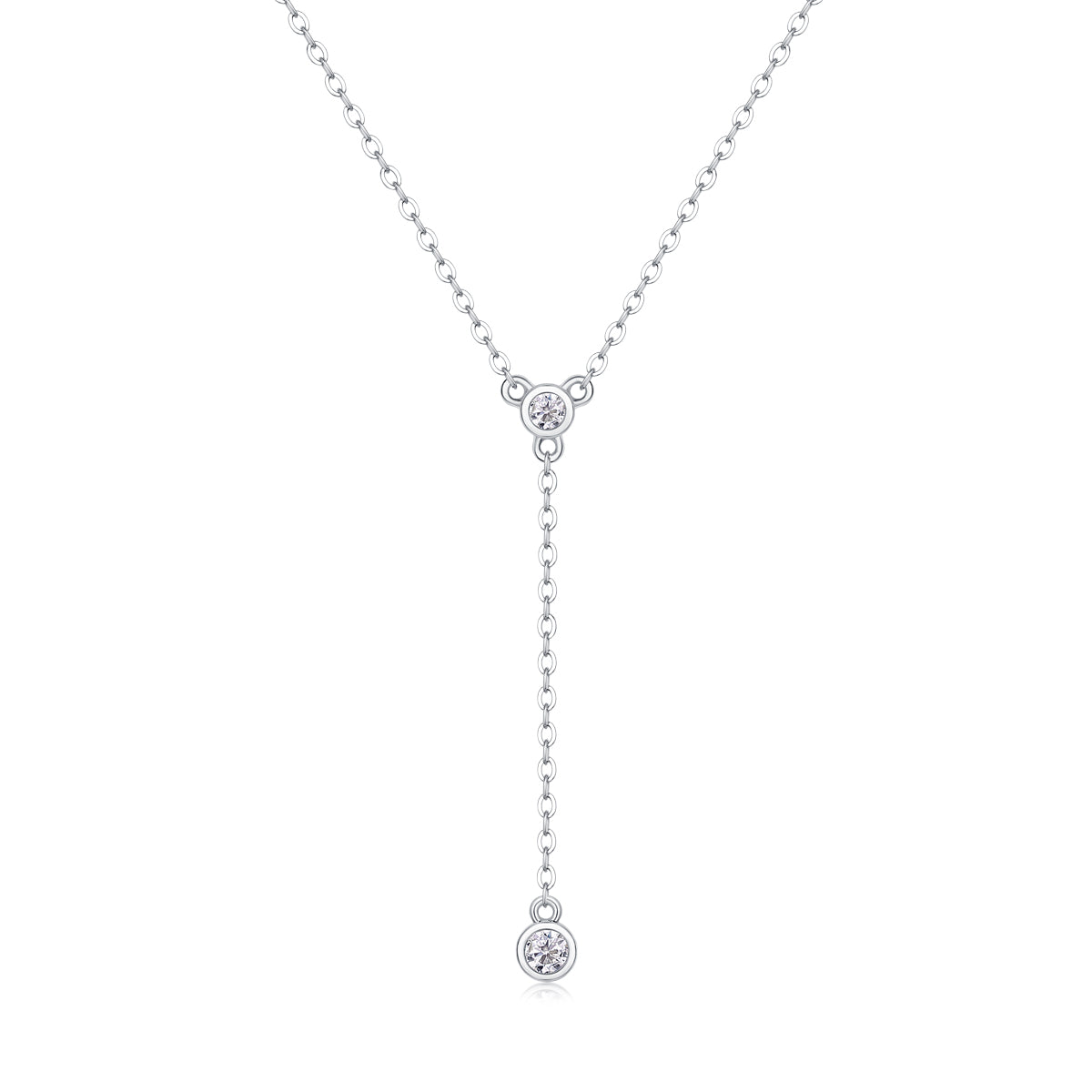1Tassel Moissanite Pendant Necklace in S925 Sterling Silver with Platinum Plating