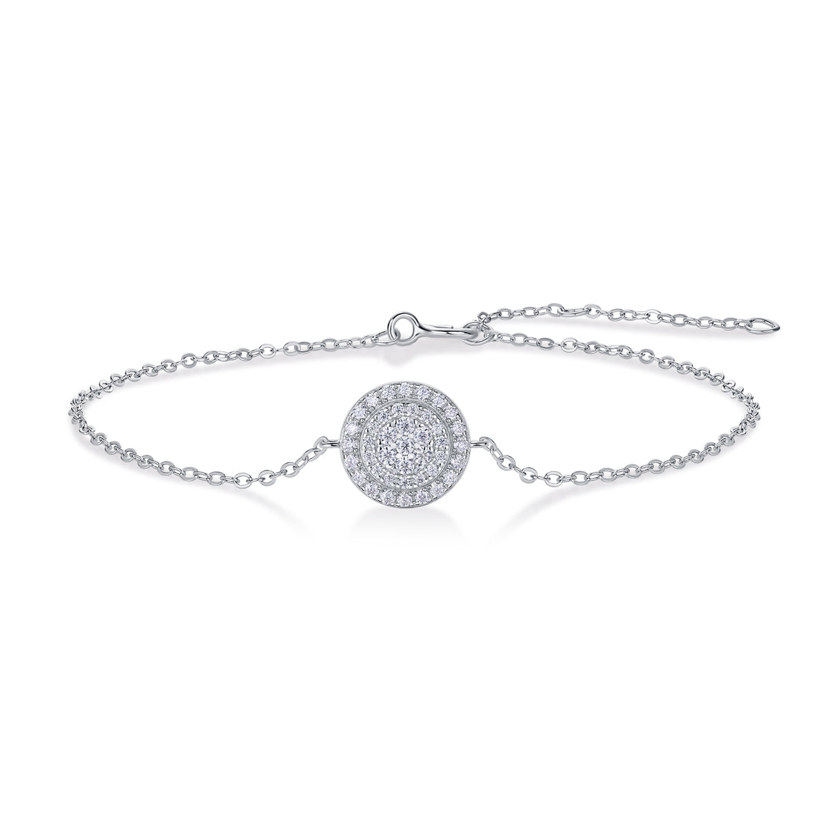 S925 Silver Moissanite Circle Pendant Bracelet Elegant Fine Jewelry