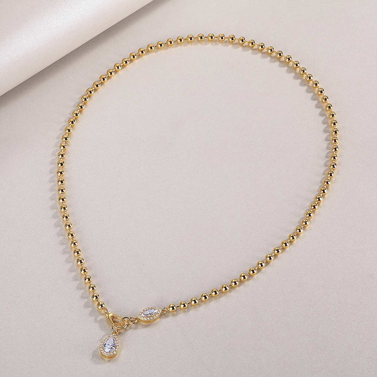 S925 Sterling Silver Moissanite Pendant Set with Gold-Plated Accents