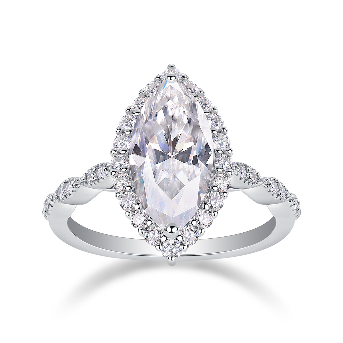 S925 Sterling Silver Moissanite Horse Eye Ring Elegant Fashion Jewelry