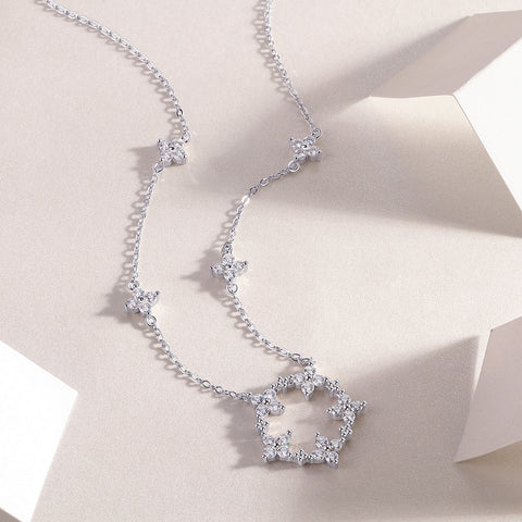 1Iris Moissanite Pendant Necklace Set in S925 Sterling Silver with Platinum Plating