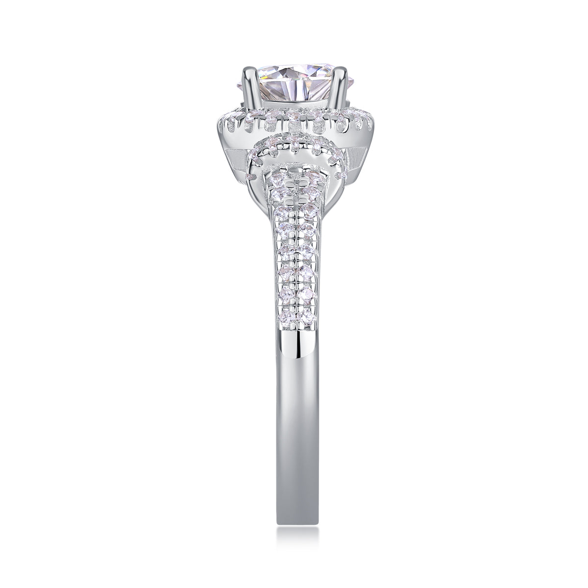 S925 Silver Large Moissanite Wedding Ring Elegant Sparkling Design
