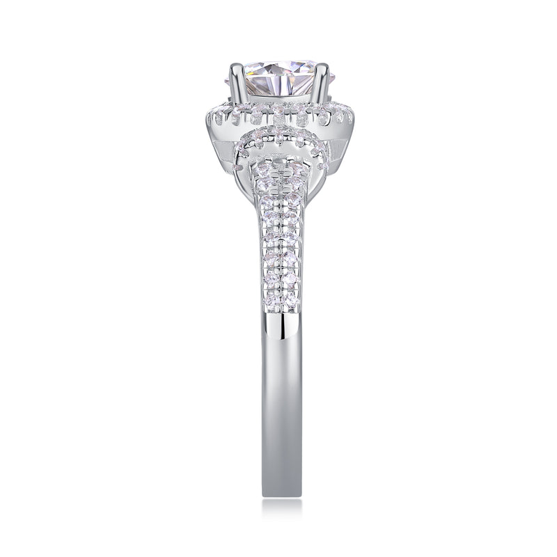 S925 Silver Large Moissanite Wedding Ring Elegant Sparkling Design - 6