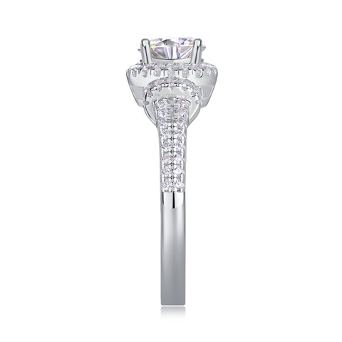 S925 Silver Large Moissanite Wedding Ring Elegant Sparkling Design