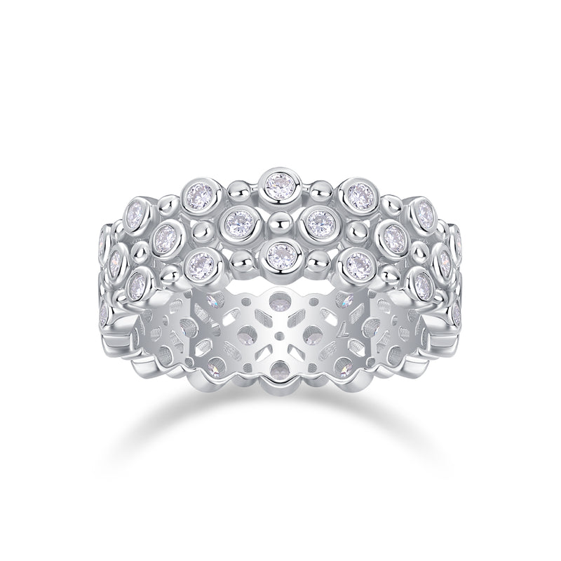 Multi-row Moissanite S925 Silver Ring Luxury Fine Jewelry - 4