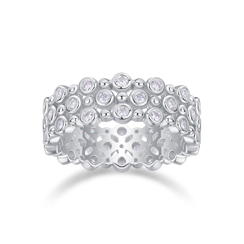 Multi-row Moissanite S925 Silver Ring Luxury Fine Jewelry