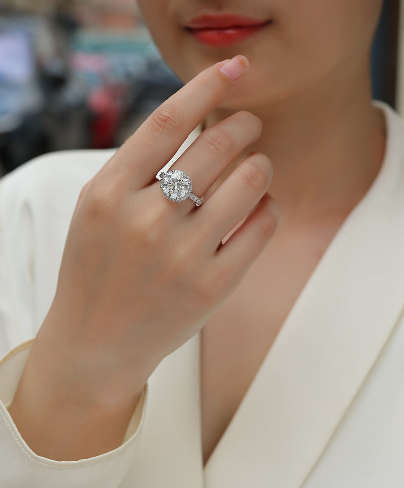 5-Carat Moissanite Sterling Silver Ring with Elegant Starry Sky Design - 4