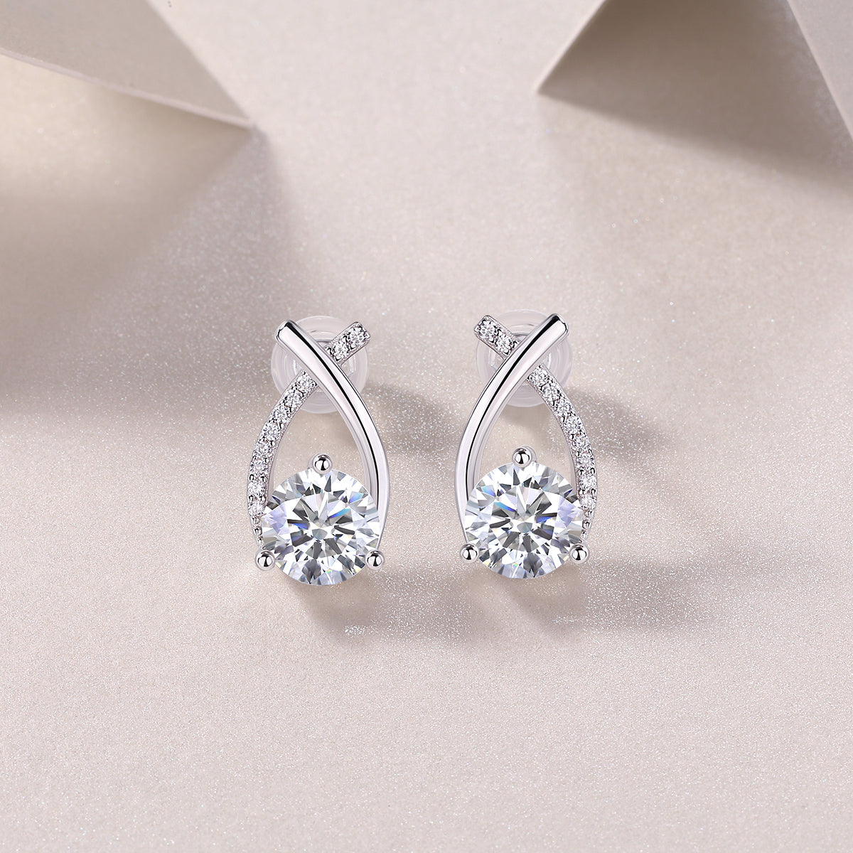1-Carat Moissanite S925 Silver Stud Earrings Set