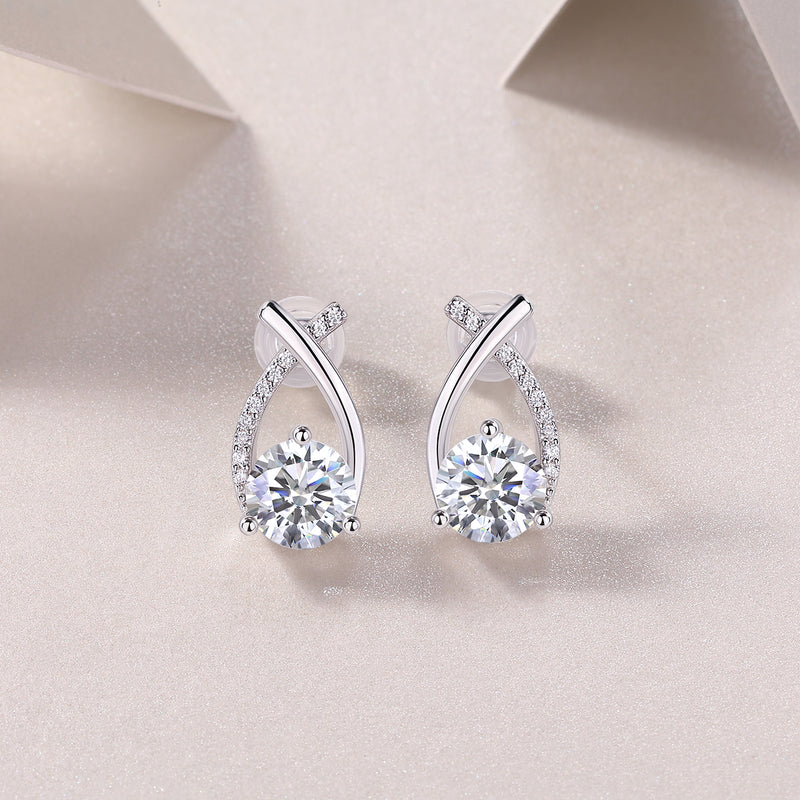 1-Carat Moissanite S925 Silver Stud Earrings Set - 6