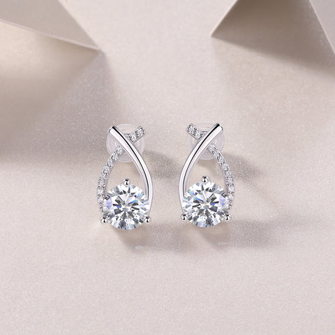 1-Carat Moissanite S925 Silver Stud Earrings Set