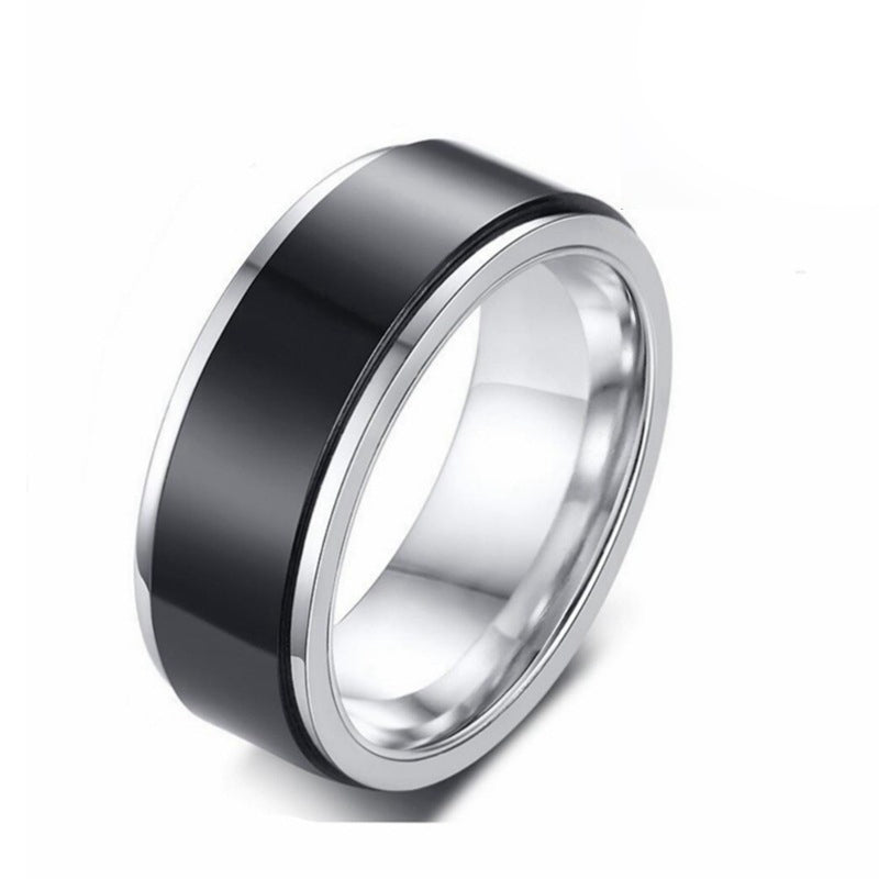 Bold Titanium Steel Ring with Roman Numerals for Men