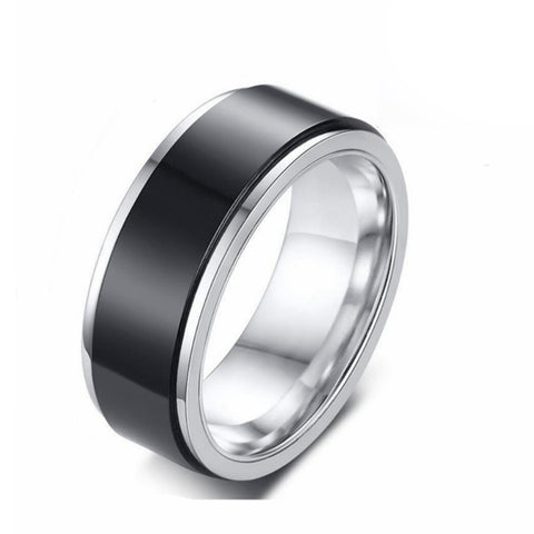 Bold Titanium Steel Ring with Roman Numerals for Men