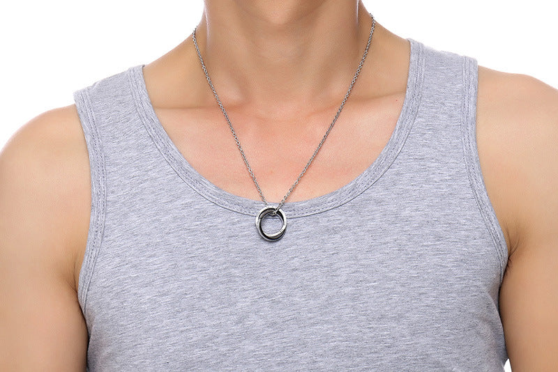 Modern Stainless Steel Couple Necklace Set