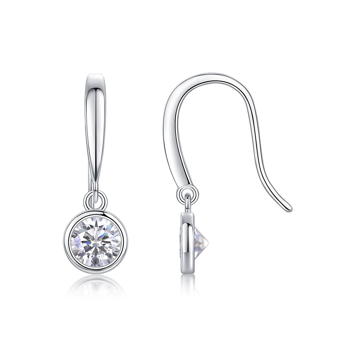 S925 Sterling Silver Moissanite Earrings Set with Platinum-Plated Accents