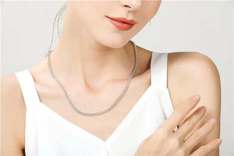 Silver Plated Round Box Chain Necklace with Clip Clasp