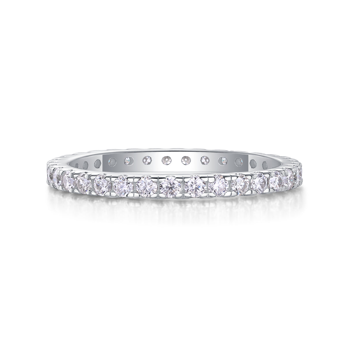 S925 Silver Moissanite Row Diamond Ring Elegant Thin Band
