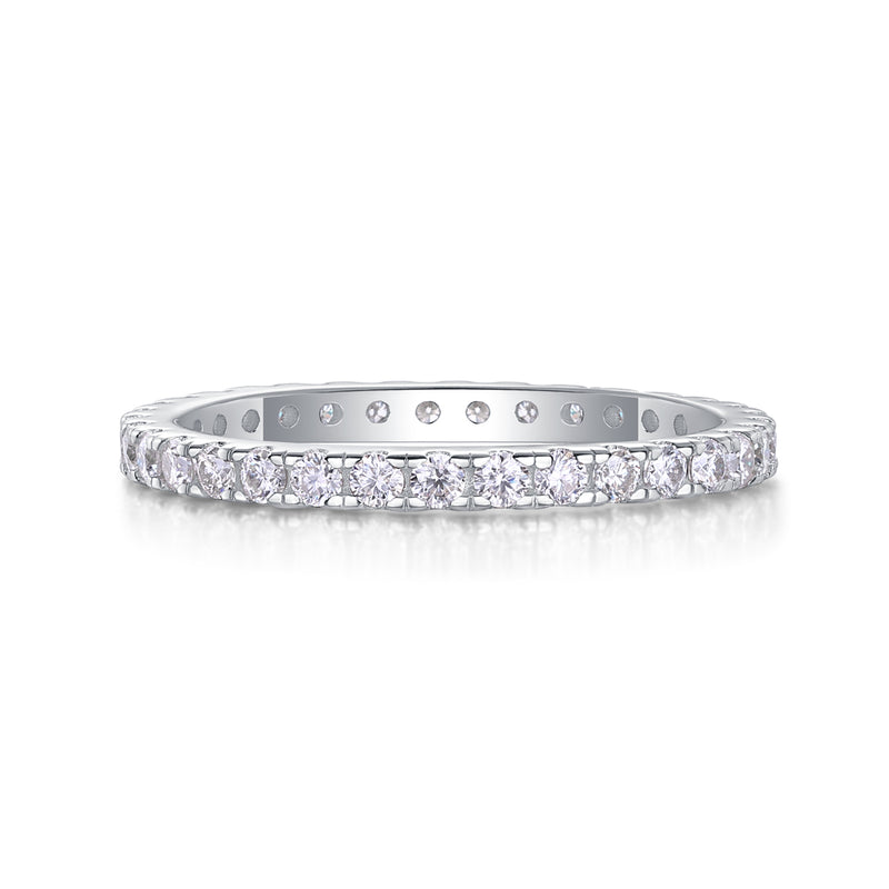 S925 Silver Moissanite Row Ring Elegant Thin Band - 5