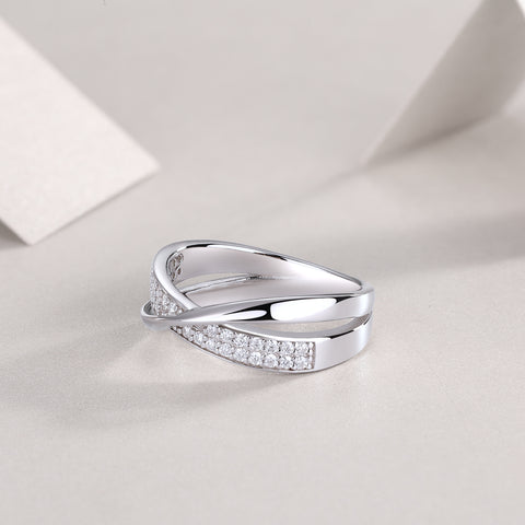 S925 Silver Moissanite Wrap Around Ring Luxury Fashion Jewelry