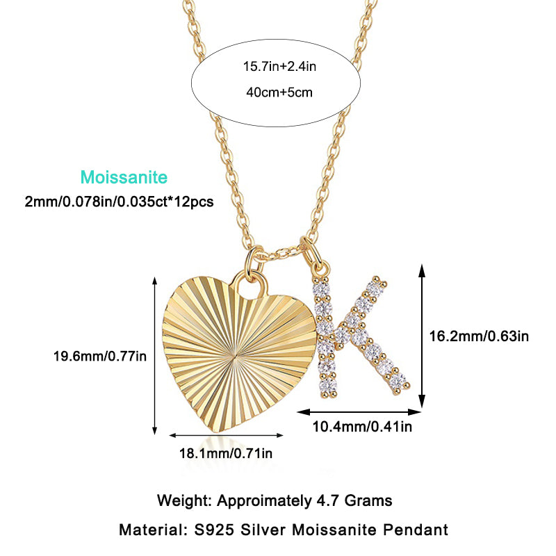 S925 Silver Heart Pendant Necklace with Moissanite Accent 40cm Elegant Fine Jewelry - 4