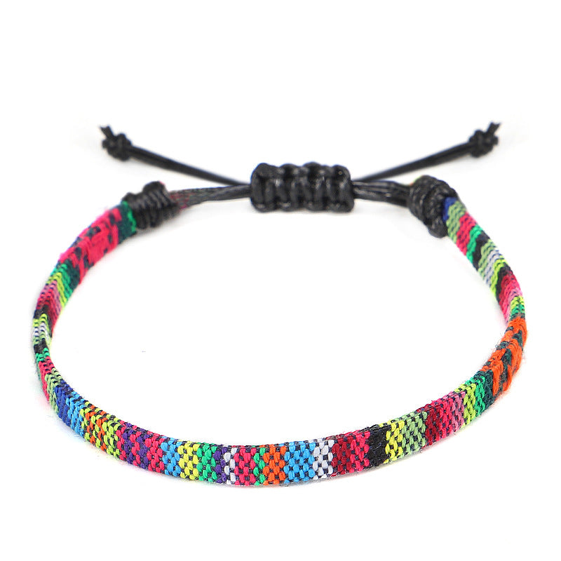 Bohemian Hand Woven Rainbow Color Cloth Anklet - 15