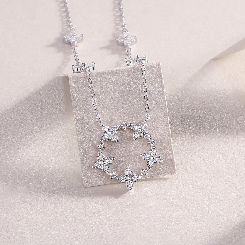 Iris Flower Moissanite Pendant Necklace in S925 Silver Elegant Floral Fine Jewelry - 1
