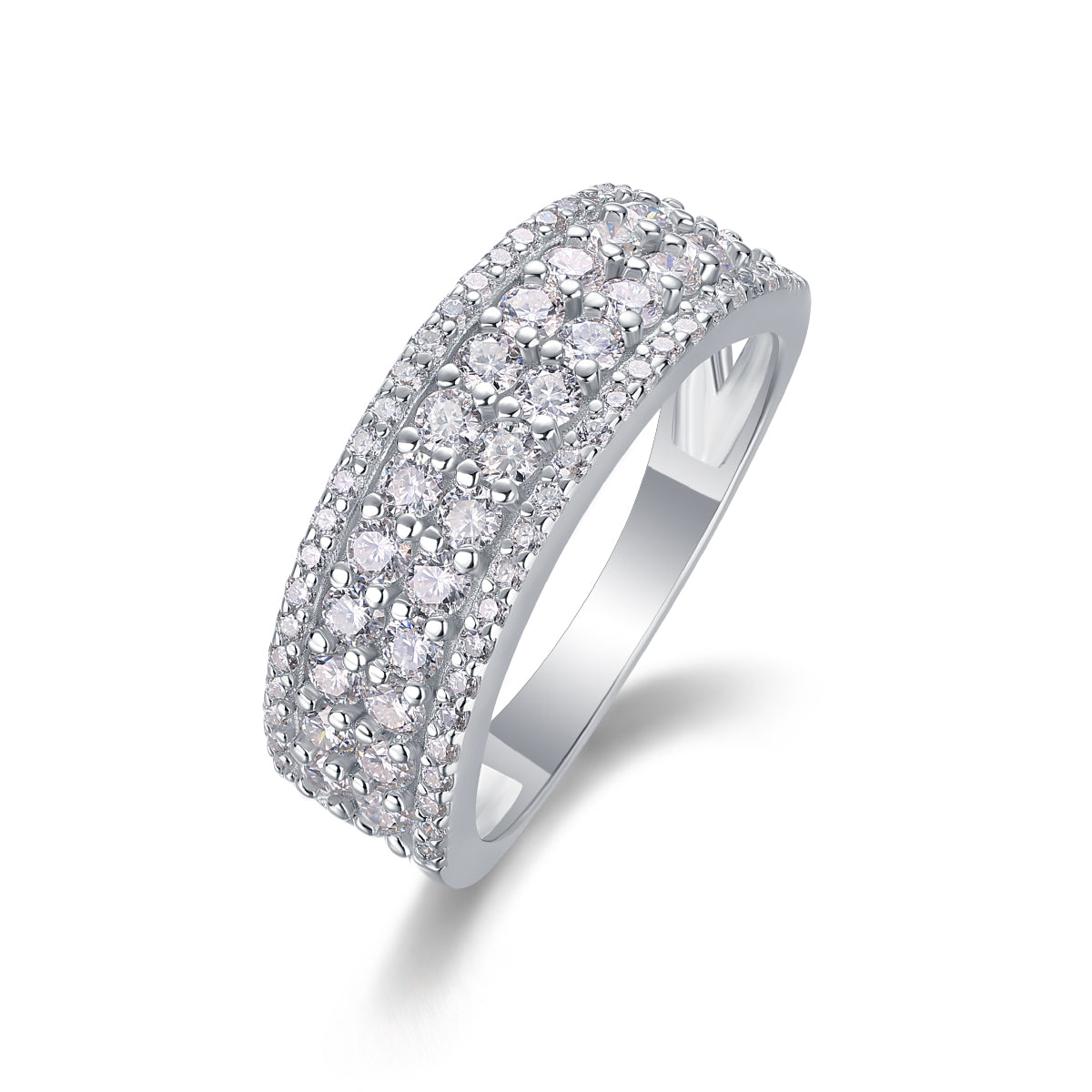 Multi-row Moissanite Silver Ring Luxury Fashion Fine Jewelry
