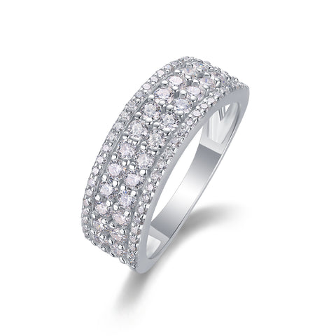 Multi-row Moissanite Silver Ring Luxury Fashion Fine Jewelry